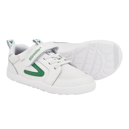 Levison White Green Trainer | Kids Barefoot Shoes | Pair Top