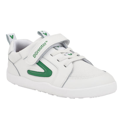 Levison White Green Trainer | Kids Barefoot Shoes | Main