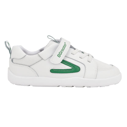 Levison White Green Trainer | Kids Barefoot Shoes | Outside