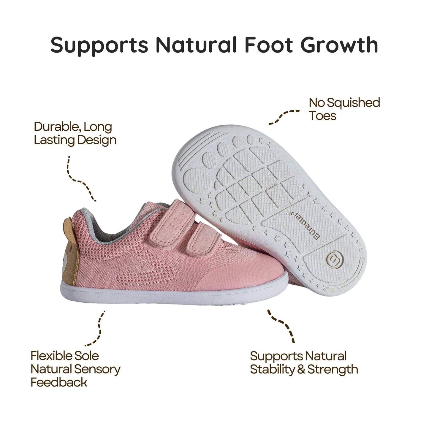 BGreater Alden Pink Toddler Barefoot Shoe Benefits Image