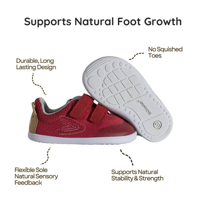 BGreater Alden Red Toddler Barefoot Shoe Benefits Image