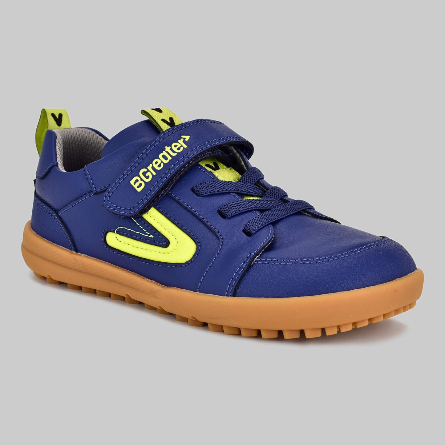 Kids All Leather Trainer in Blue - Front