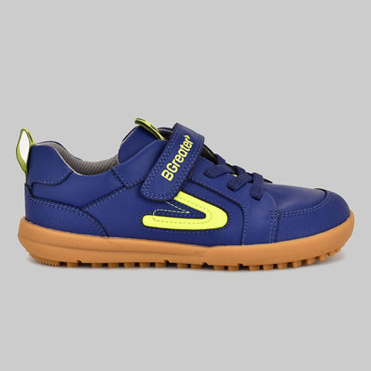 Kids All Leather Trainer in Blue - Outside