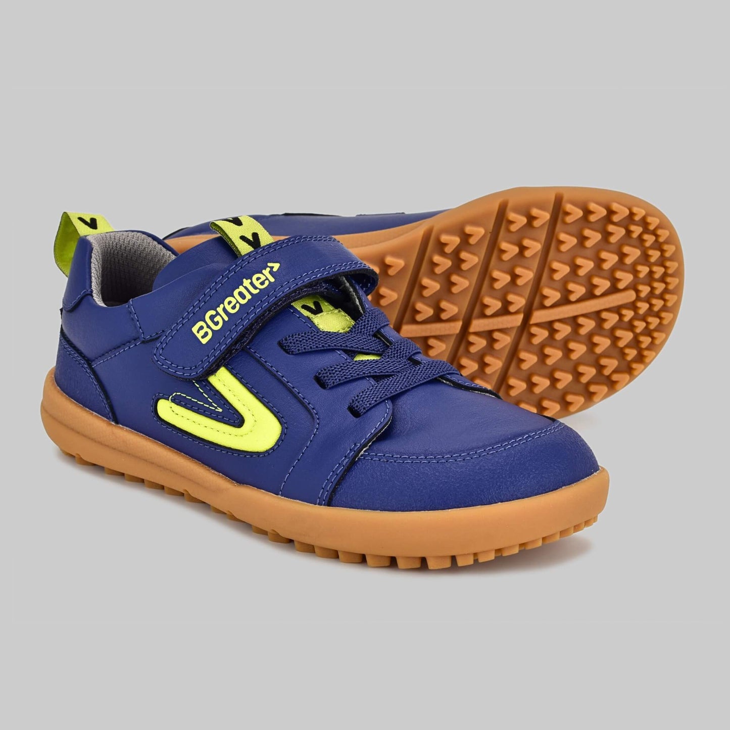 Kids All Leather Trainer in Blue - Pair Sole