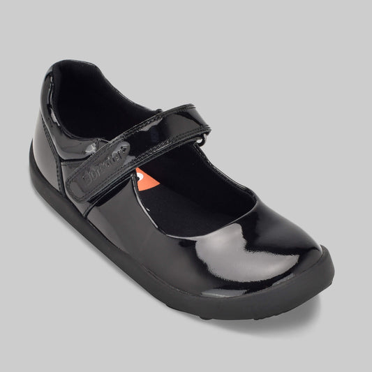 BGreater Ronel Girls School Shoe in Black - Front angled