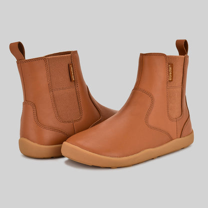 Pair of Girls Chelsea Boot in Tan Front and back