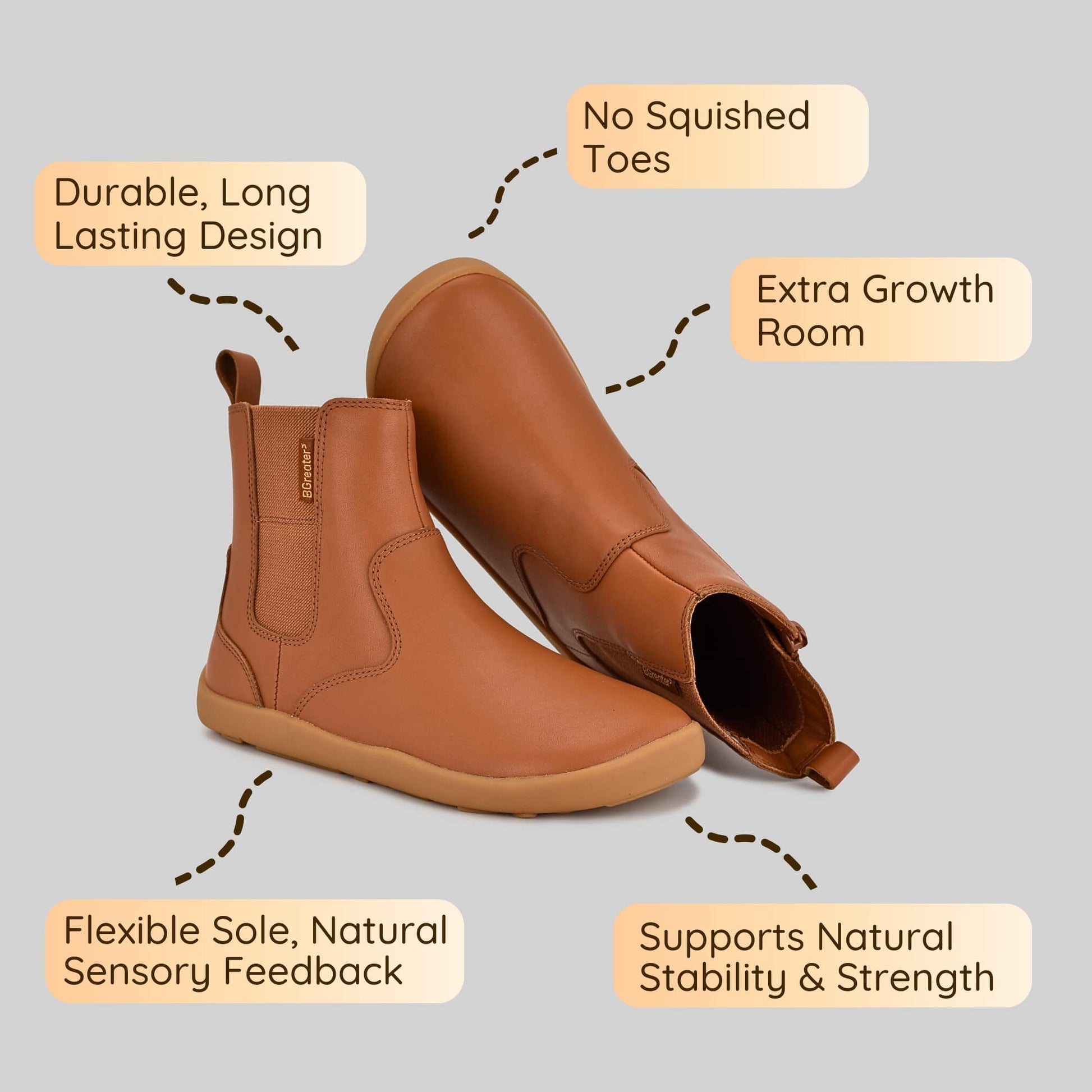 Girls Chelsea Boot in Tan - Features