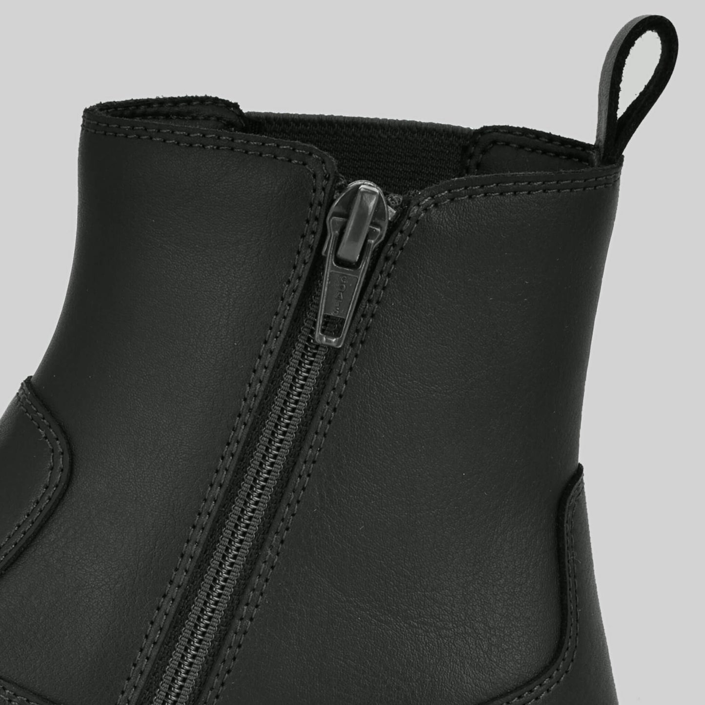 Girls black Chelsea Boots close up zip