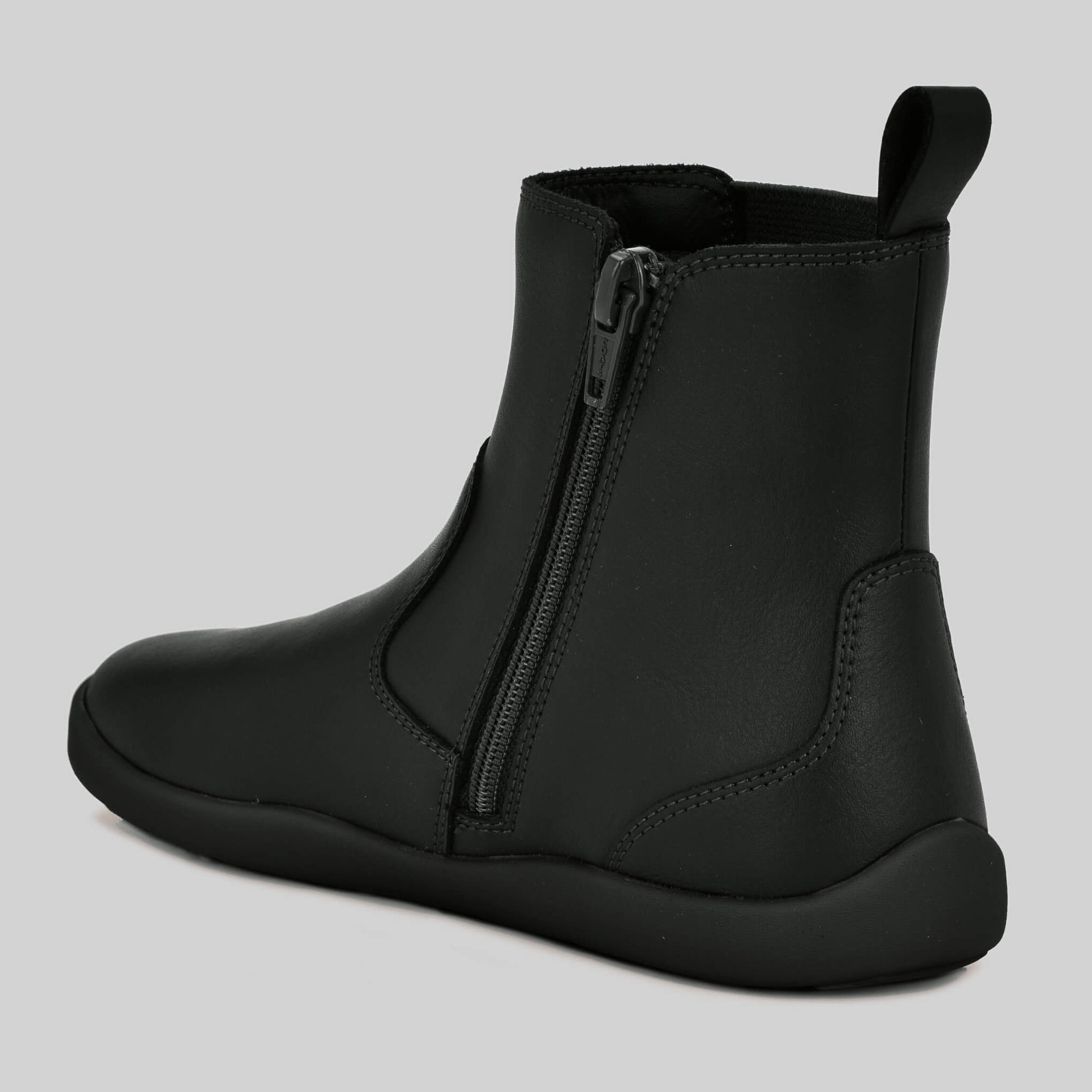 Girls black Chelsea Boots back showing zip