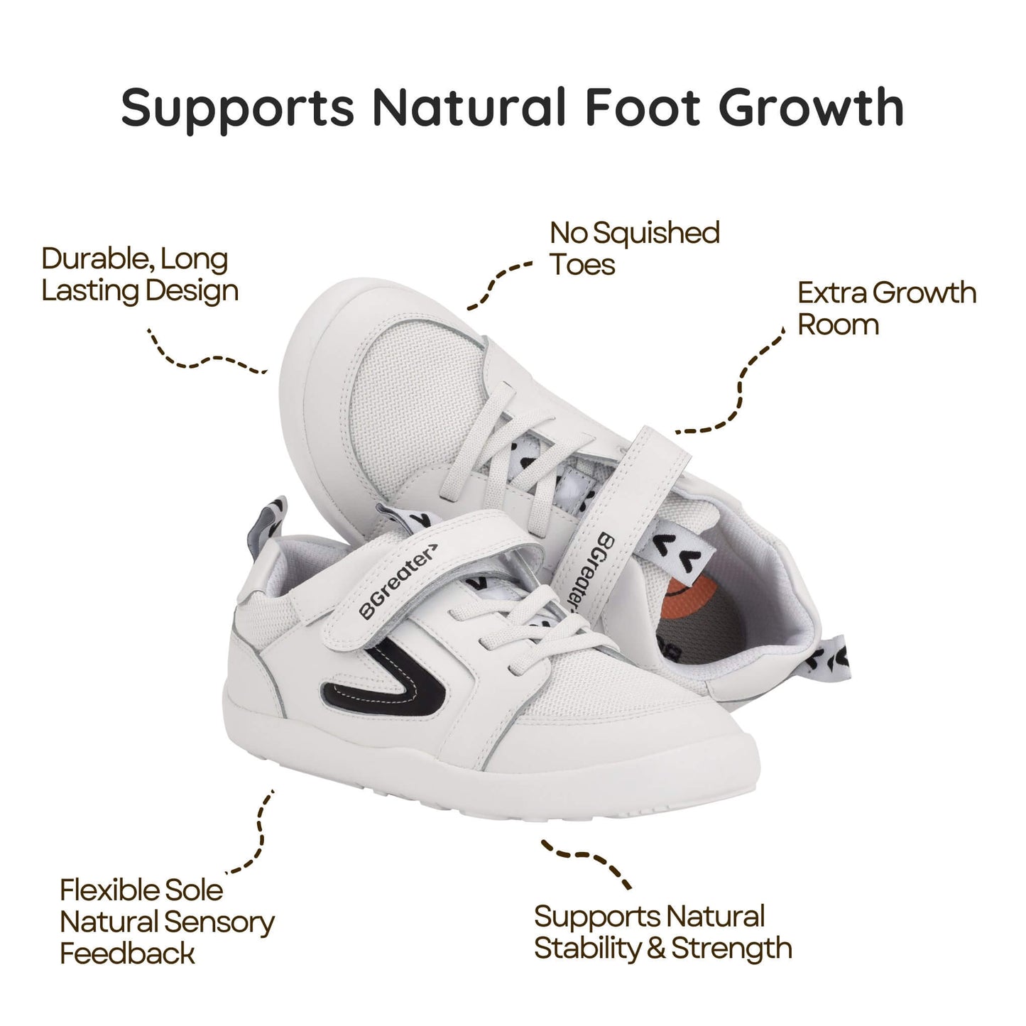 BGreater Levison White Black Kids Barefoot Trainer Benefits Image