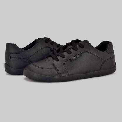 Black Kids School Shoe - Pair front and back