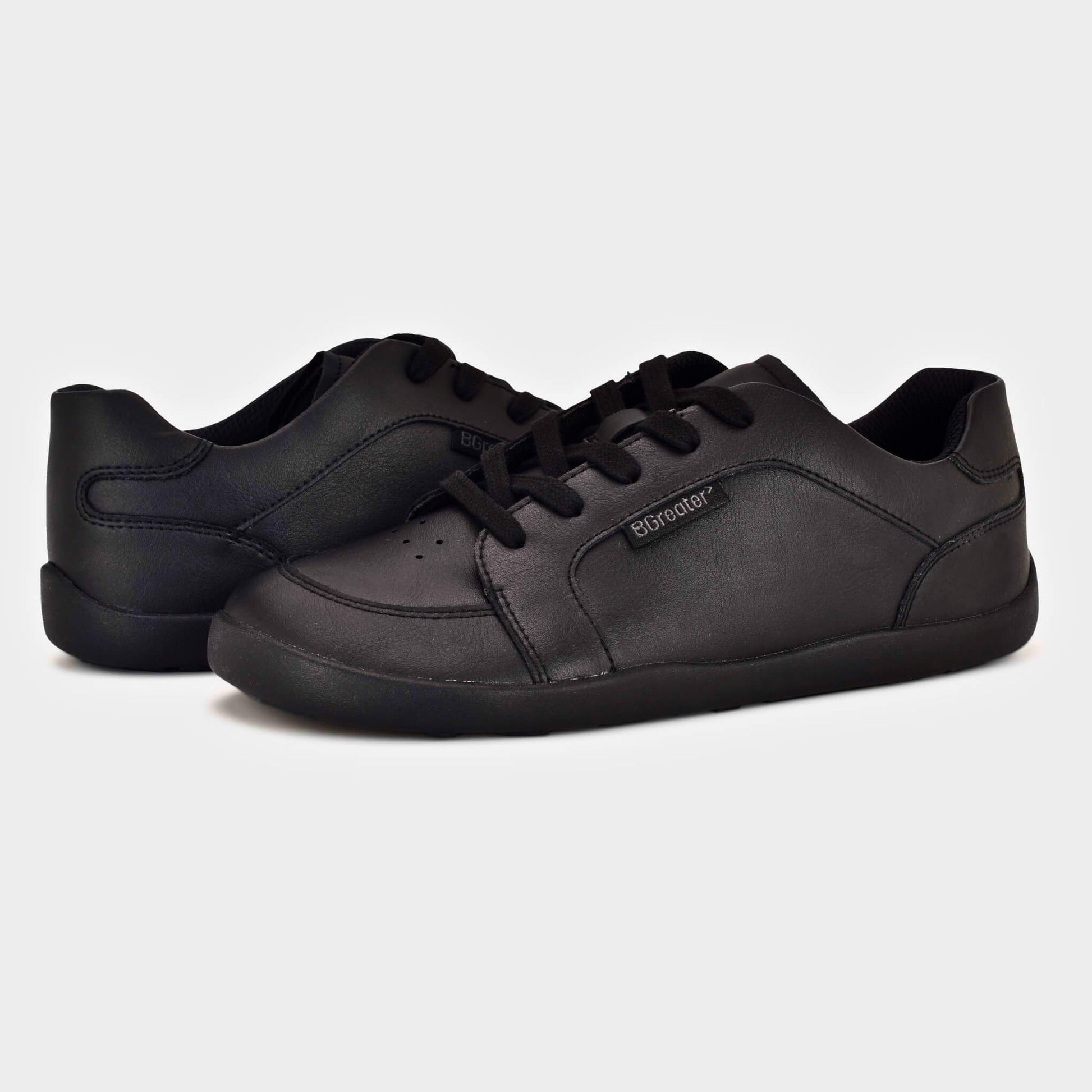 Nims School Shoes Black Trainers Side Pair