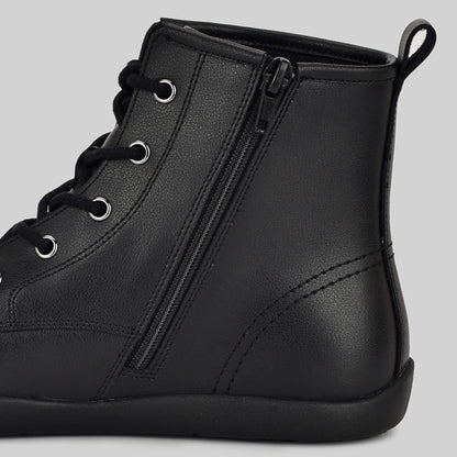 Black Girls Laced Boot Zip Detail