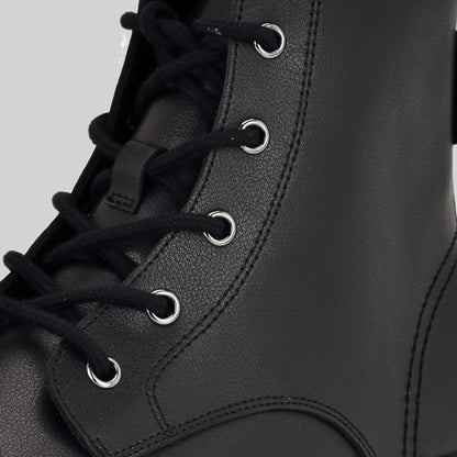 Black Girls Laced Boot Lace close Up