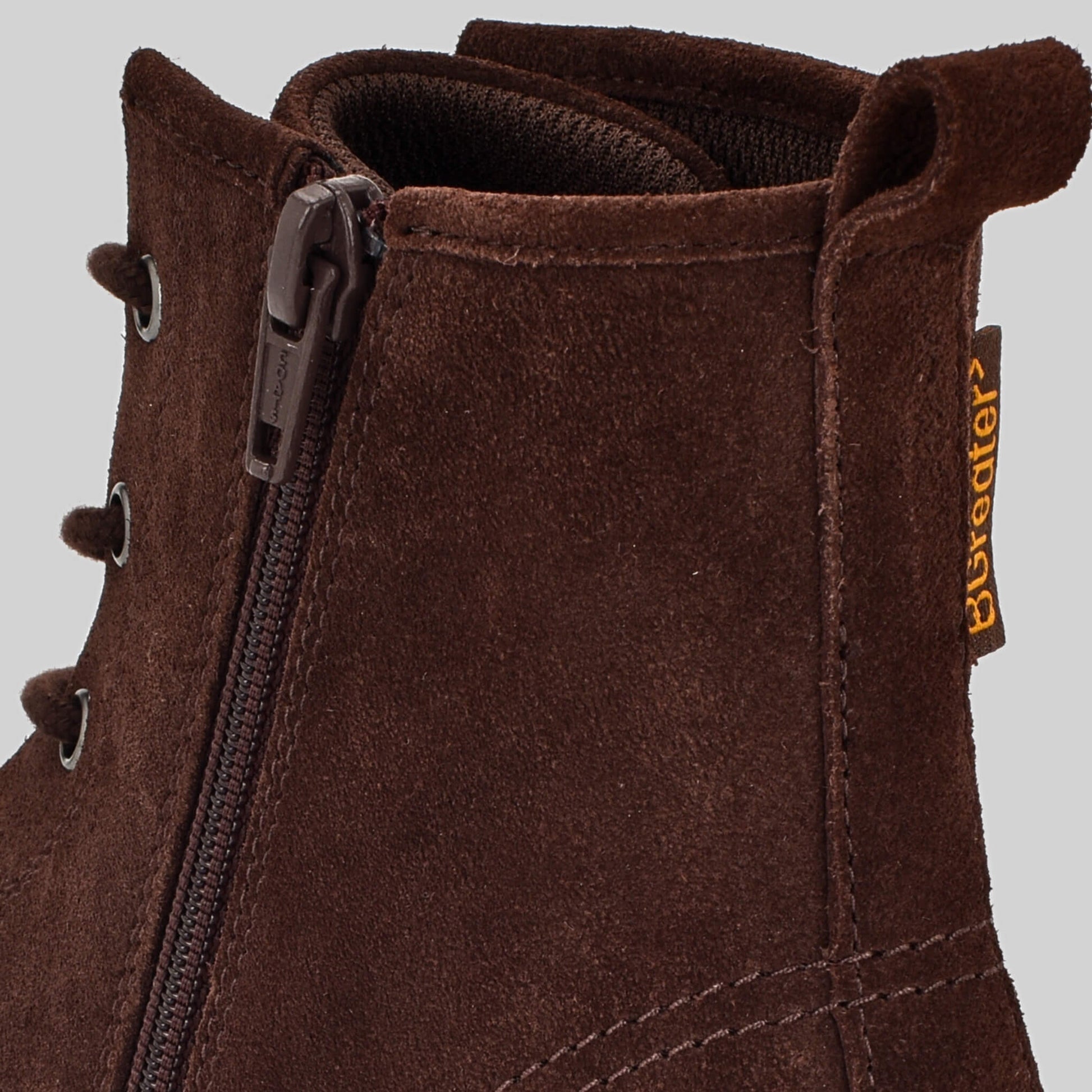 Girls Brown Suede Laced Up Boot Back Close Up